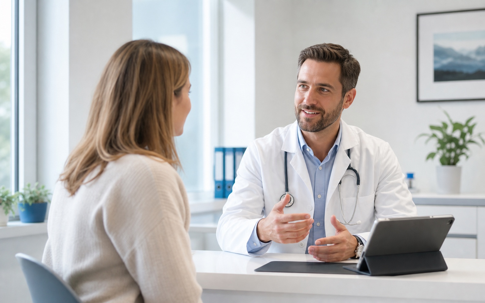 Physician consulting with a patient in a modern medical practice
