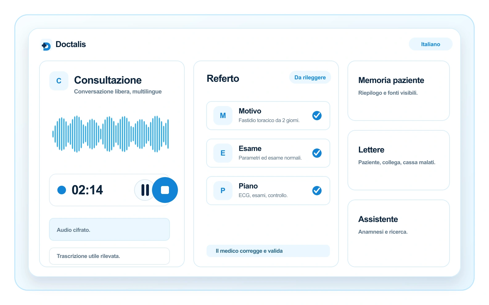 Interfaccia di registrazione multilingue Doctalis