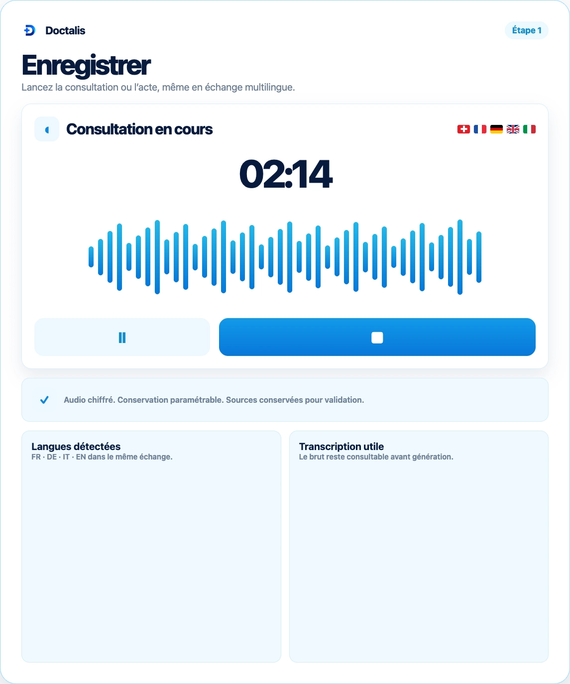 Mehrsprachige Konsultationsaufzeichnung mit Doctalis