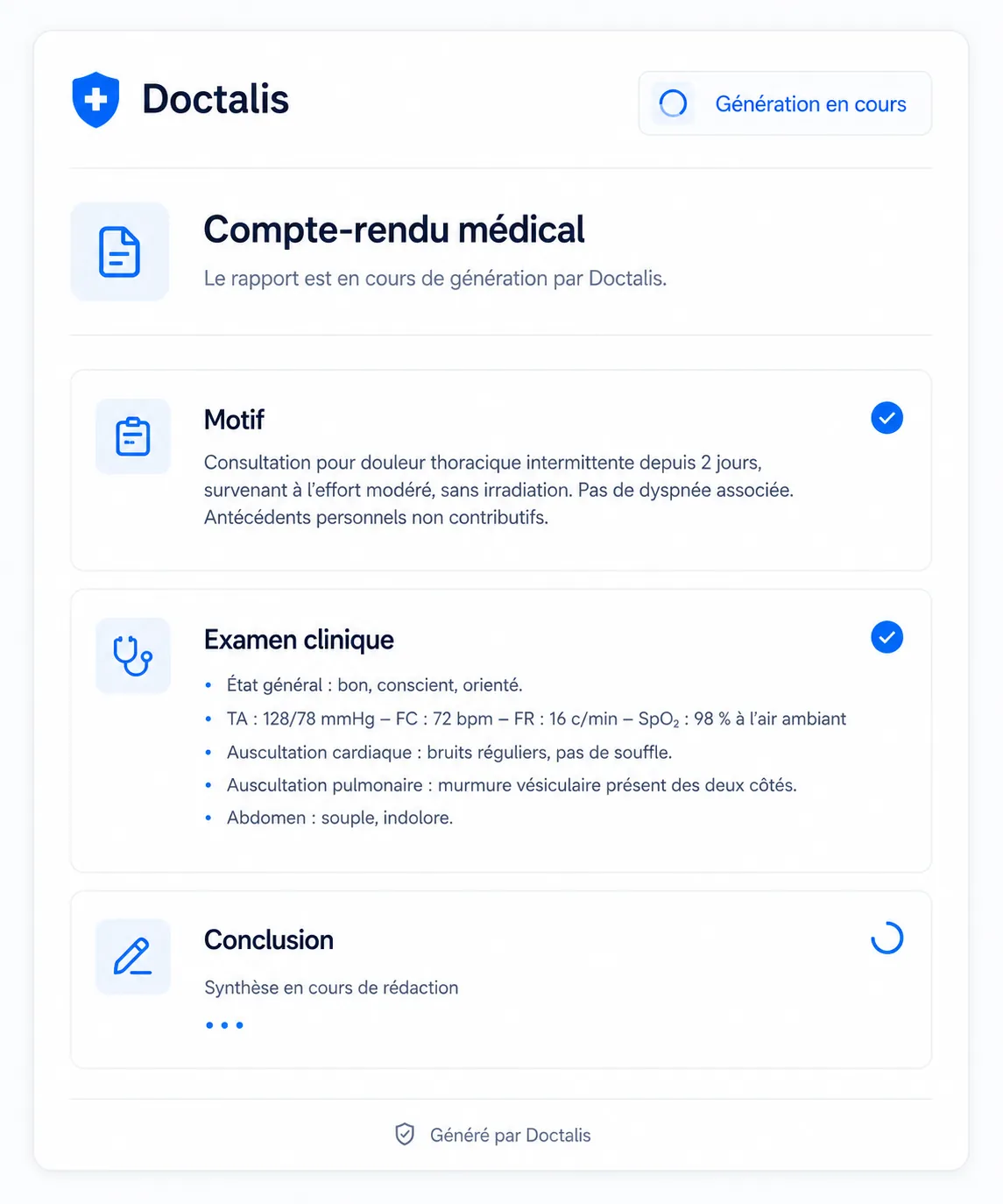 Aperçu d'une étape Doctalis